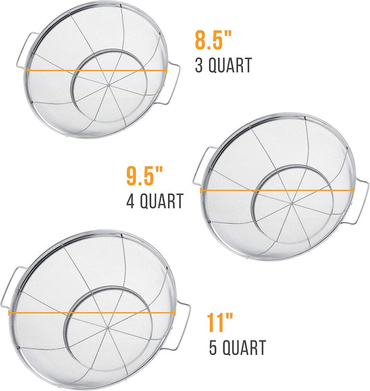 Kitchen Supply Set of 3 Stainless Steel Colander Strainers Net Baskets