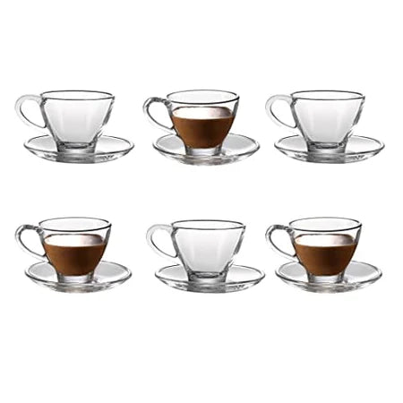 Royal Cuisine Set of 6 Heat-Resistant Glass Tea & Coffee Mugs with Handles – Cappuccino, Latte & Espresso Cups