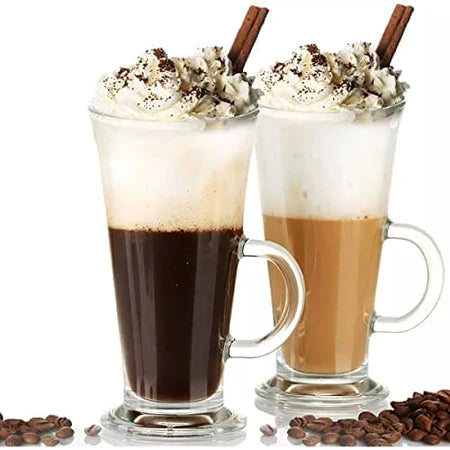 Royal Cuisine Set of 2 Latte Glass Cups – 270ml Clear Coffee Mugs for Cappuccino, Latte, Tea & Hot Chocolate
