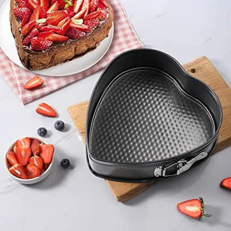24cm Heart Shape Non-Stick Springform Cake Tin – Easy Release Baking Pan for Cakes & Desserts