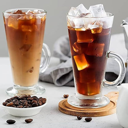 Royal Cuisine Set of 2 Latte Glass Cups – 270ml Clear Coffee Mugs for Cappuccino, Latte, Tea & Hot Chocolate