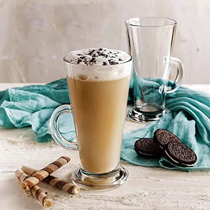 Royal Cuisine Set of 2 Latte Glass Cups – 270ml Clear Coffee Mugs for Cappuccino, Latte, Tea & Hot Chocolate