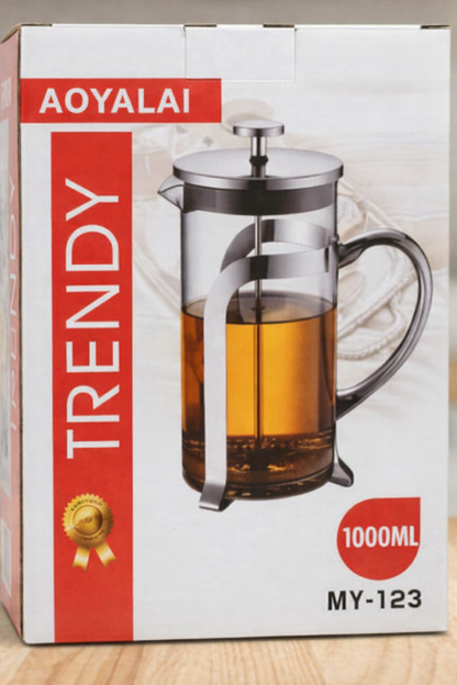 AOYALAI 1000ml French Press Coffee Maker – Glass Coffee & Tea Plunger Brewer (MY-123)