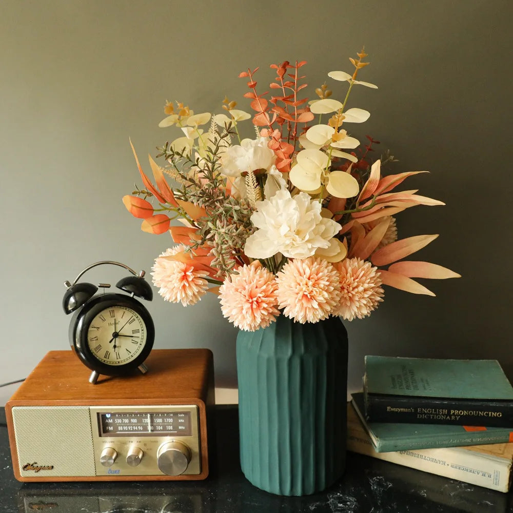 Autumn Bouquet | Silk Rose, Maple Leaves & Dandelion | Home Decor