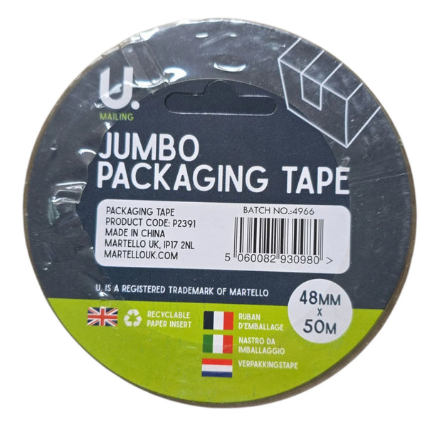 Jumbo Brown Packaging Tape 48mm x 50M – Strong Adhesive Parcel & Box Sealing Tape