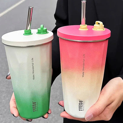 TYESO Vacuum Flask with Built-in Straw