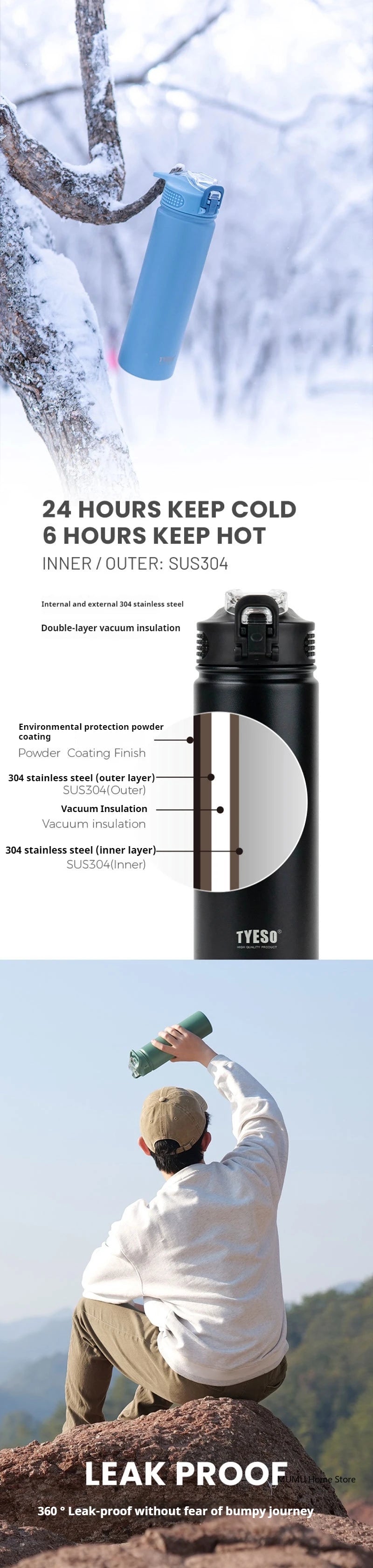 TYESO Vacuum Flasks & Thermoses | Pastel Colors