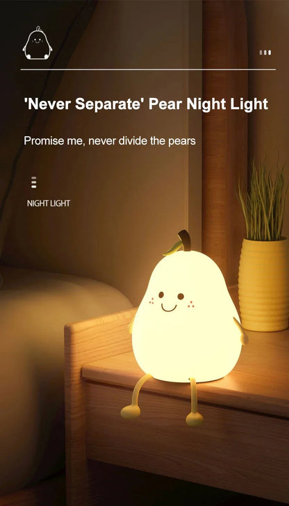 LED Pear Silicone Night Light | Touch Control