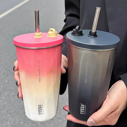 TYESO Vacuum Flask with Built-in Straw