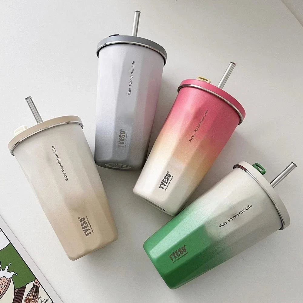 TYESO Vacuum Flask with Built-in Straw