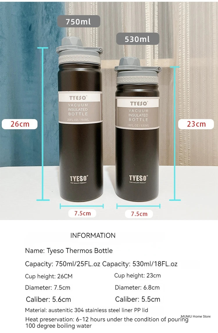 TYESO Stainless Steel Vaccum Flask Thermos | Travel Mug