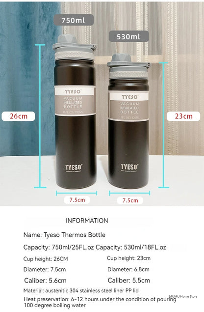 TYESO Stainless Steel Vaccum Flask Thermos | Travel Mug