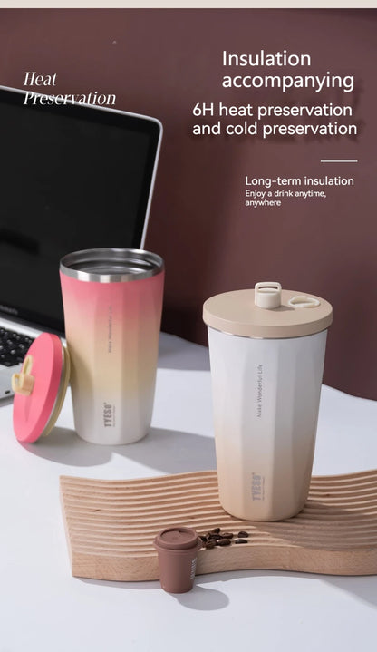 TYESO Vacuum Flask with Built-in Straw