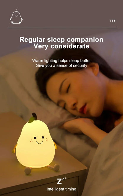 LED Pear Silicone Night Light | Touch Control