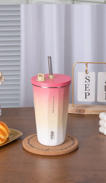 TYESO Vacuum Flask with Built-in Straw