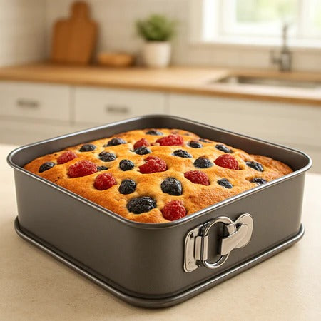 Square Springform Cake Pan (Non-Stick Quick-Release Baking Pan)