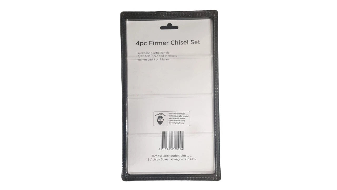 Blackspur 4pc Firmer Chisel Set – Woodworking Chisels with Plastic Handle (CH302)